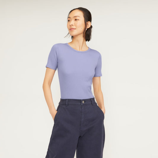 The Pima Micro-Rib Crew Tee | Cornflower Blue