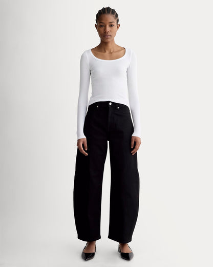 The Luxe Rib Long-Sleeve Scoop-Neck Tee | White
