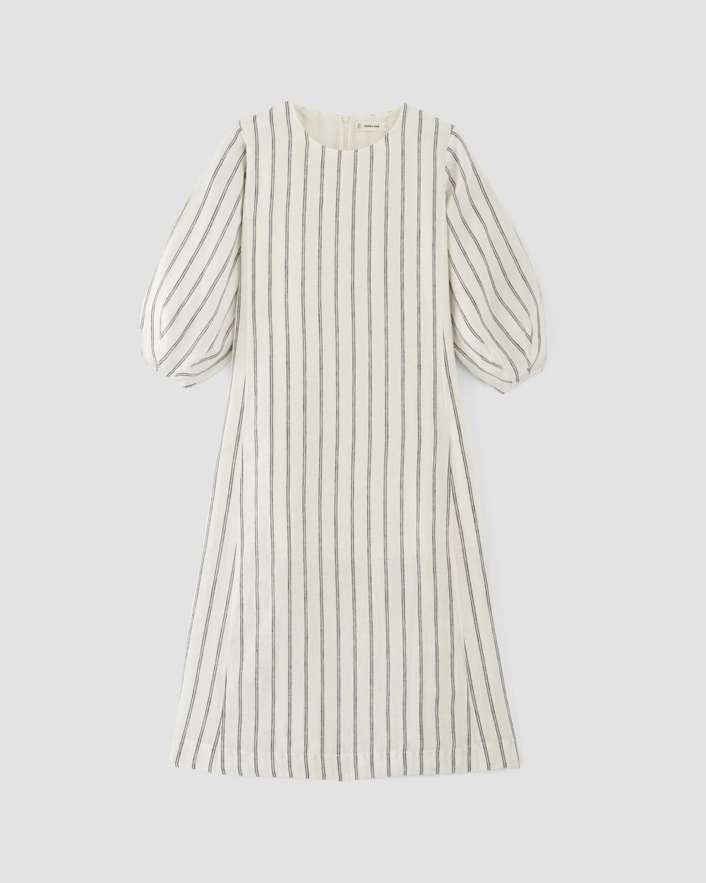 The Linen A-Line Midi Dress | Bone/Navy