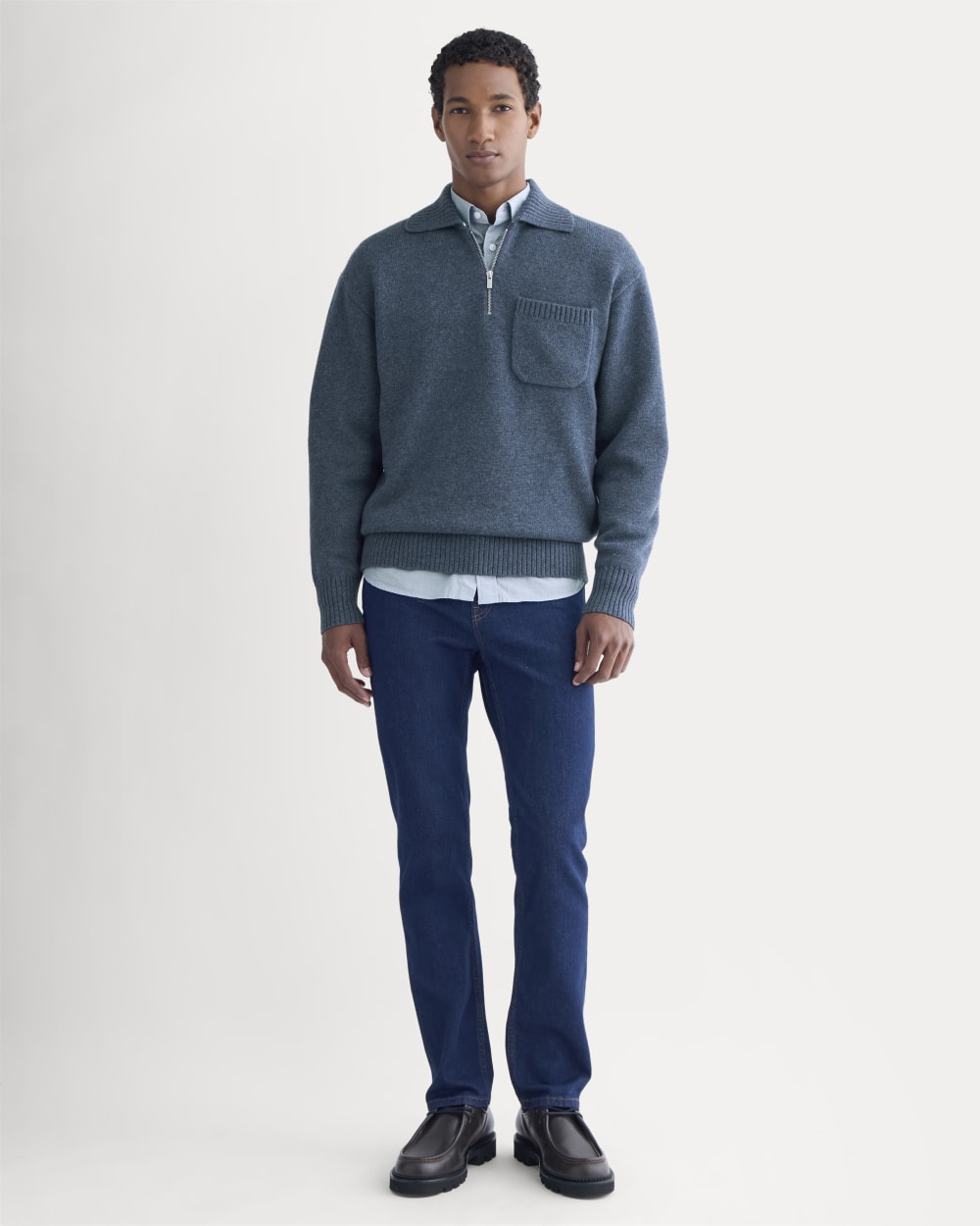 Luxe Merino Quarter-Zip Pullover | Heather Midnight Navy