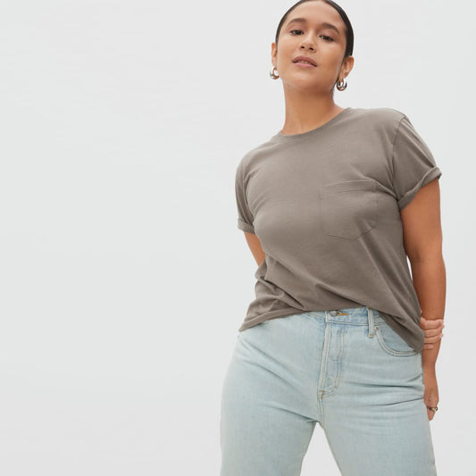 The Box-Cut Tee in Essential Cotton | Clay | Pocket
