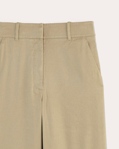 The Wide-Leg Pant in Stretch Linen | Trench Coat Khaki
