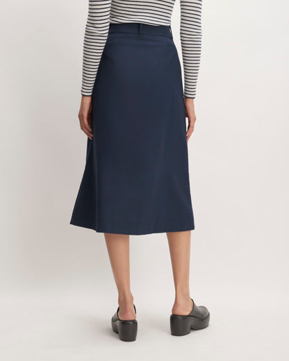 The Structured Cotton A-Line Skirt | Navy
