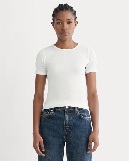 The Luxe Rib Crew | White