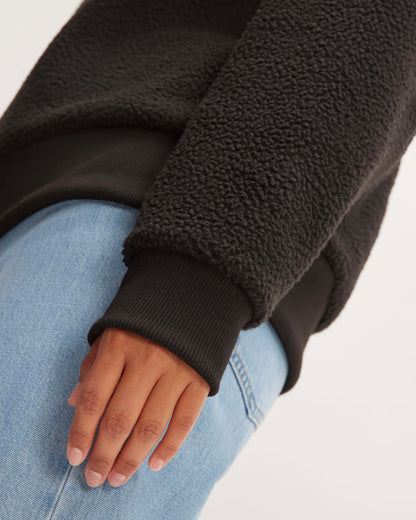 The ReNew Fleece Oversized Crew | Black