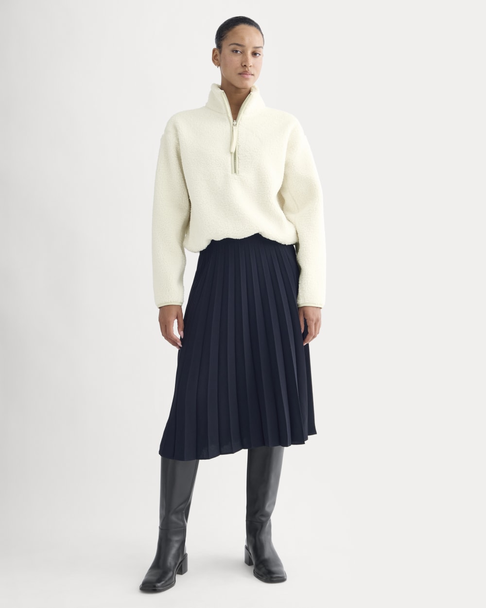 Reversible Teddy Half-Zip Pullover | Bone/Birch