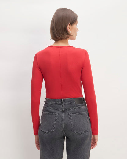 The Luxe Rib Long-Sleeve Crew | Haute Red