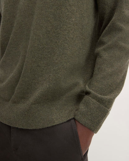 The Grade-A Cashmere Crew | Heathered Army Green