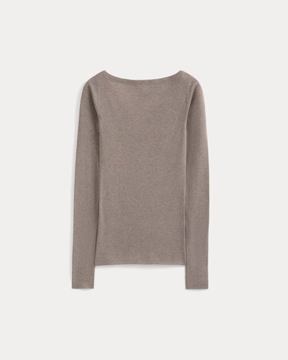 Tissue Boatneck Top | Heathered Chocolate Chip