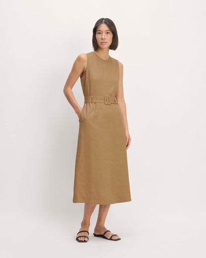 The Linen Belted Midi Dress | Tiger's Eye