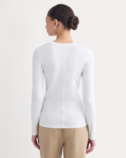 The Luxe Rib Henley | White