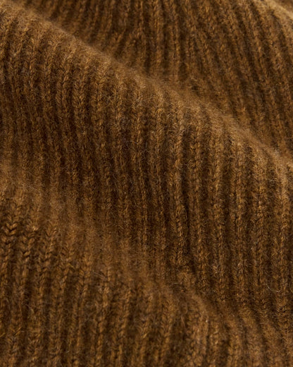 The Cashmere Ribbed Beanie | Heathered Toffee