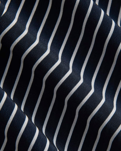 The Must-Have Shirt in Washable Silk | True Navy / Bone Stripe