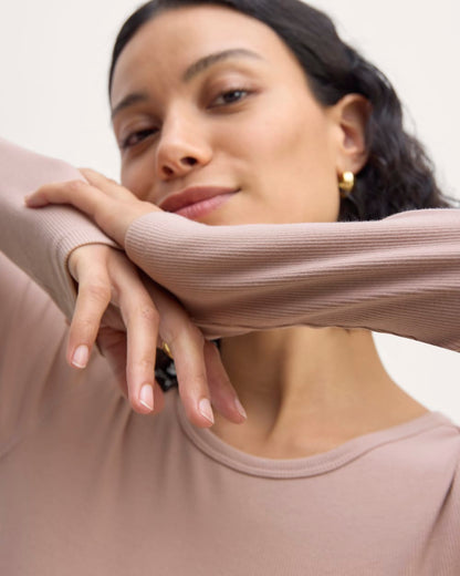 The Luxe Rib Long-Sleeve Crew | Dusty Rose