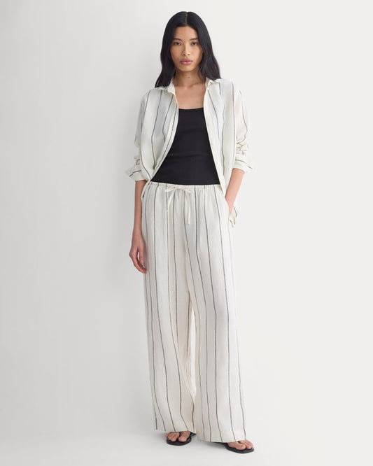 The Drawstring Pant in Linen | Gardenia/Meteorite