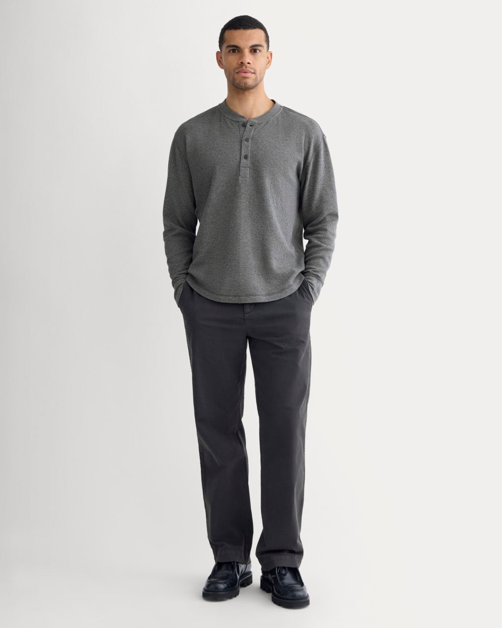 Thermal Henley in Cozy Waffle | Heathered Charcoal