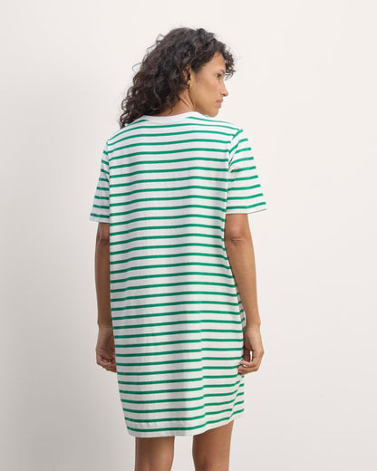 The Organic Cotton Weekend Tee Dress | Bone / Grass Green