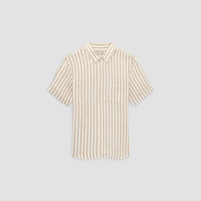 The Classic Short-Sleeve Shirt in Linen | Bone / Caramel