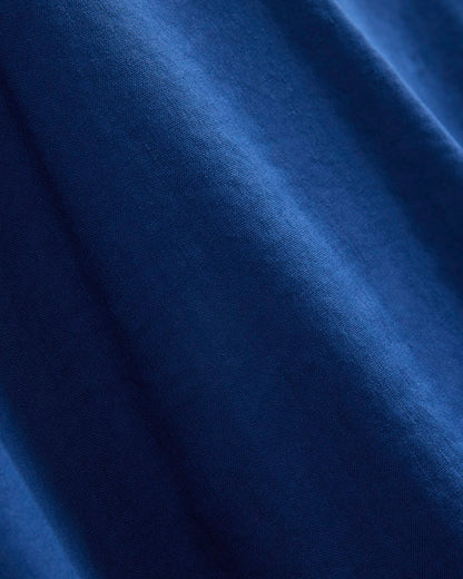 Cinched Dress in Stretch Linen | Estate Blue