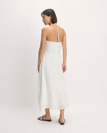 The Linen Halter-Neck Dress | White