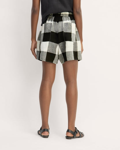 The Linen Easy Short | Bone / Black Check