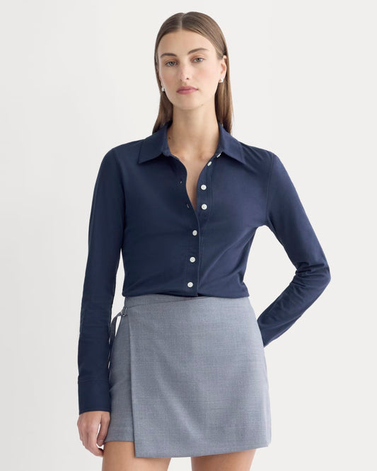 Button-Up Shirt in Essential Cotton | Navy