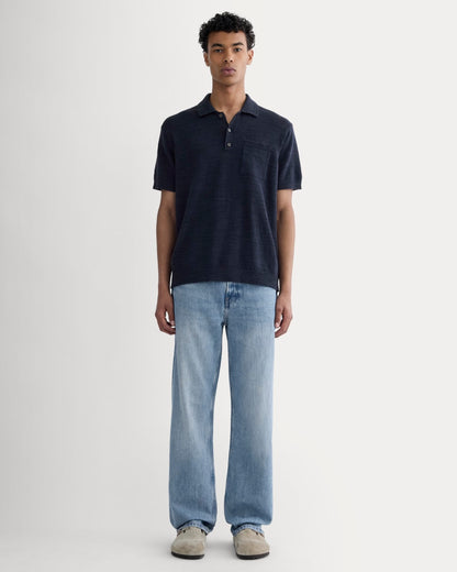 The Cotton Linen Polo | Navy