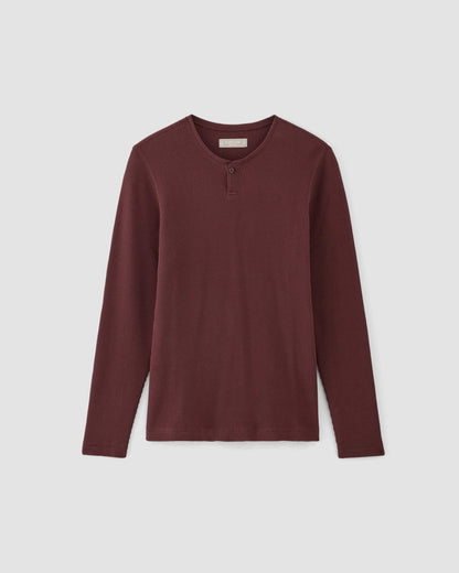 The Waffle Long-Sleeve Henley | Burgundy