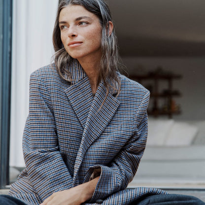 The ReWool® ’80s Blazer | Blue / Brown Houndstooth