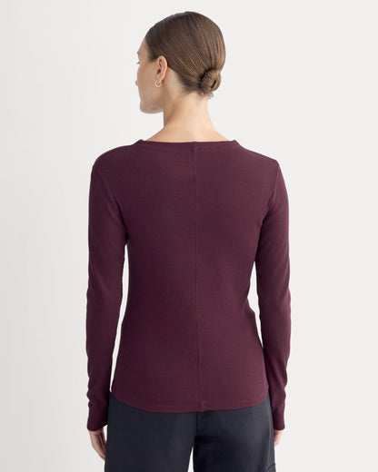 The Luxe Rib Funnel-Neck Tee | Heathered Port Royale