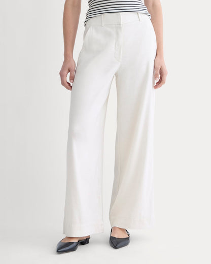 The Wide-Leg Pant in Stretch Linen | Natural Chambray