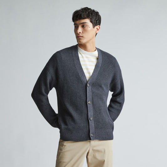 The No-Sweat Ribbed Cardigan | Heather Ash