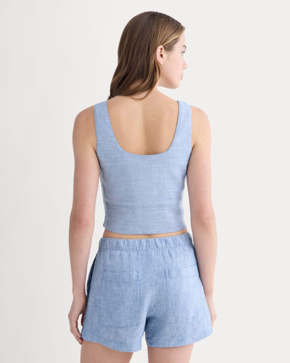 The Square Tank in Stretch Linen | Chambray