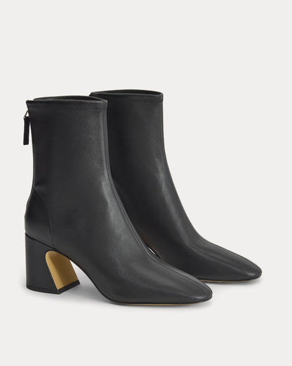 Leather Curved-Heel Boot | Black