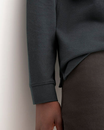 The Long-Sleeve Pique Polo | Heathered Graphite