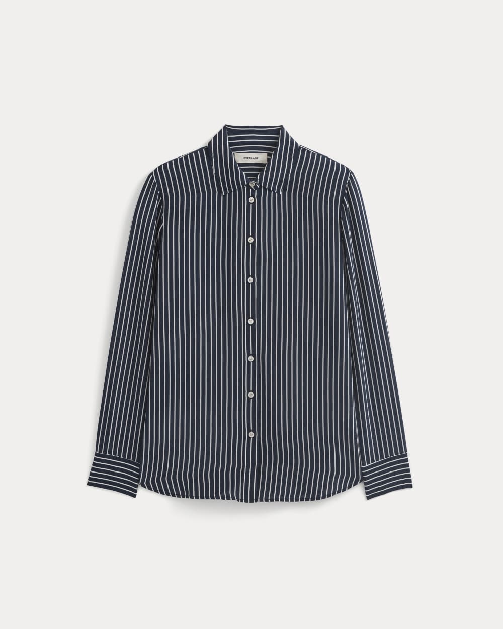 The Must-Have Shirt in Washable Silk | True Navy / Bone Stripe