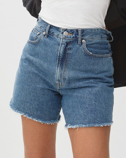 The A-Line Denim Short | Medium Indigo
