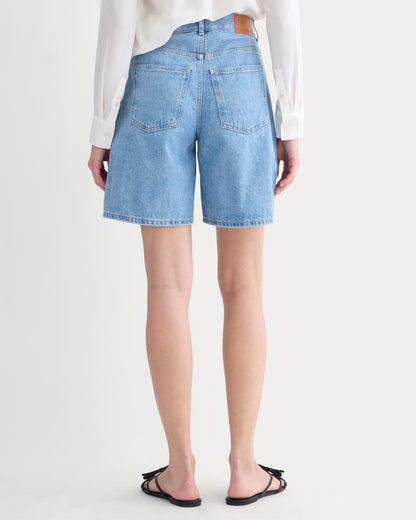 The Long A-Line Denim Short | Light Indigo