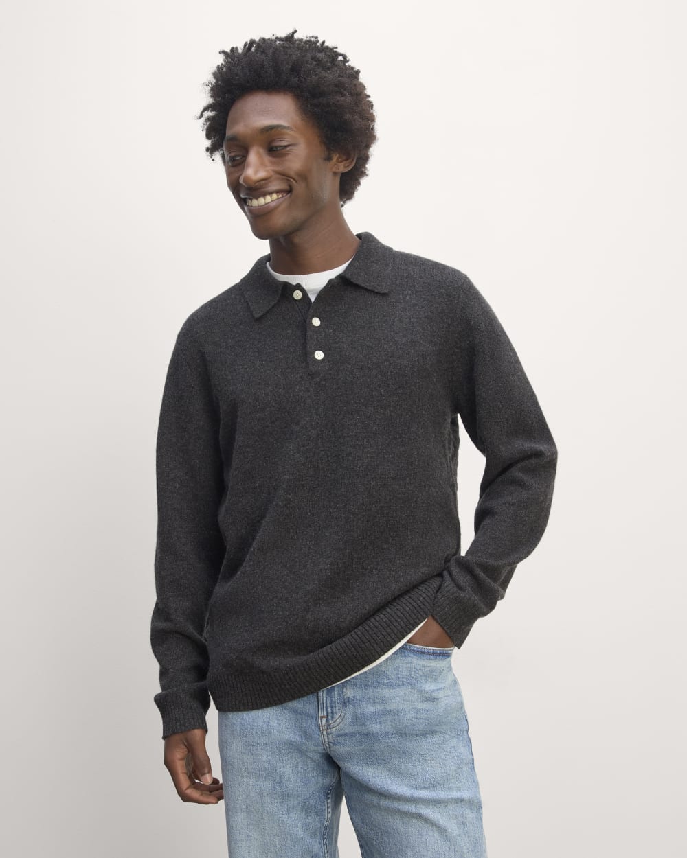 The Classic Polo in Luxe Merino | Charcoal