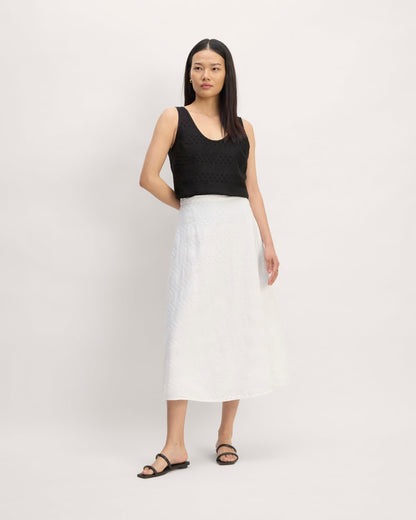 The Linen Eyelet Scoop-Neck Tank | Black Eyelet