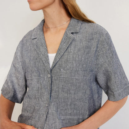 The Linen Workwear Shirt | Canvas Tan / Navy