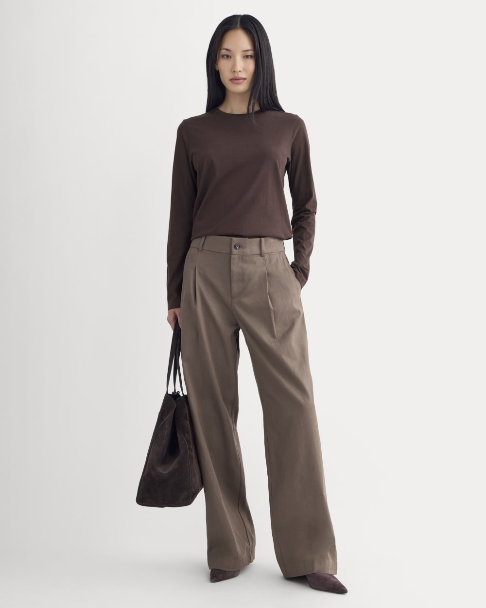 The Slim Long-Sleeve Crew in Essential Cotton | Dark Chocolate