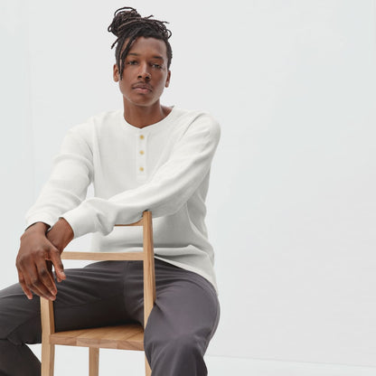 The Waffle Long-Sleeve Henley Tee | Off-White