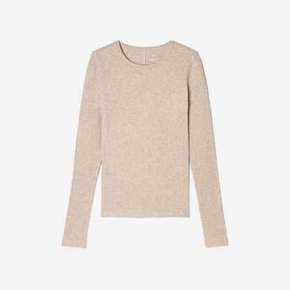The Luxe Rib Long-Sleeve Crew | Heathered Meringue