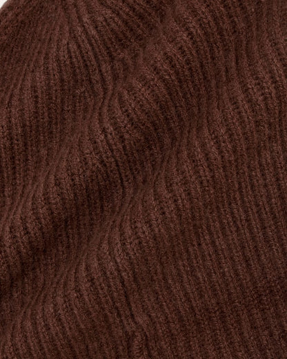 The Cashmere Ribbed Beanie | Dark Mahogany
