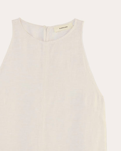 The Linen High-Neck Tank | Natural Chambray