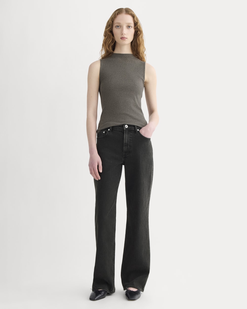 The Luxe Rib Funnel-Neck Tank | Heathered Fatigue