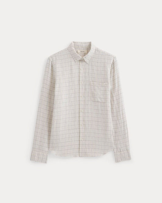 The Classic Shirt in Linen | Bone Plaid