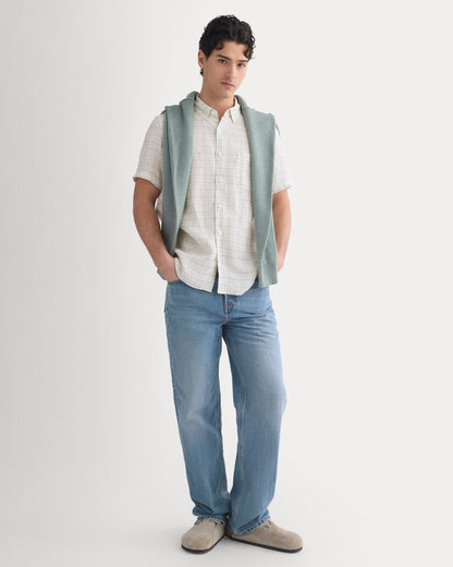 The Classic Short-Sleeve Shirt in Linen | Bone Plaid