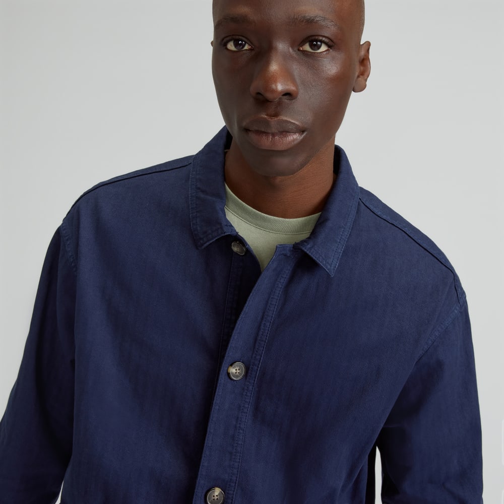 The Organic Cotton Herringbone Utility Jacket | Navy